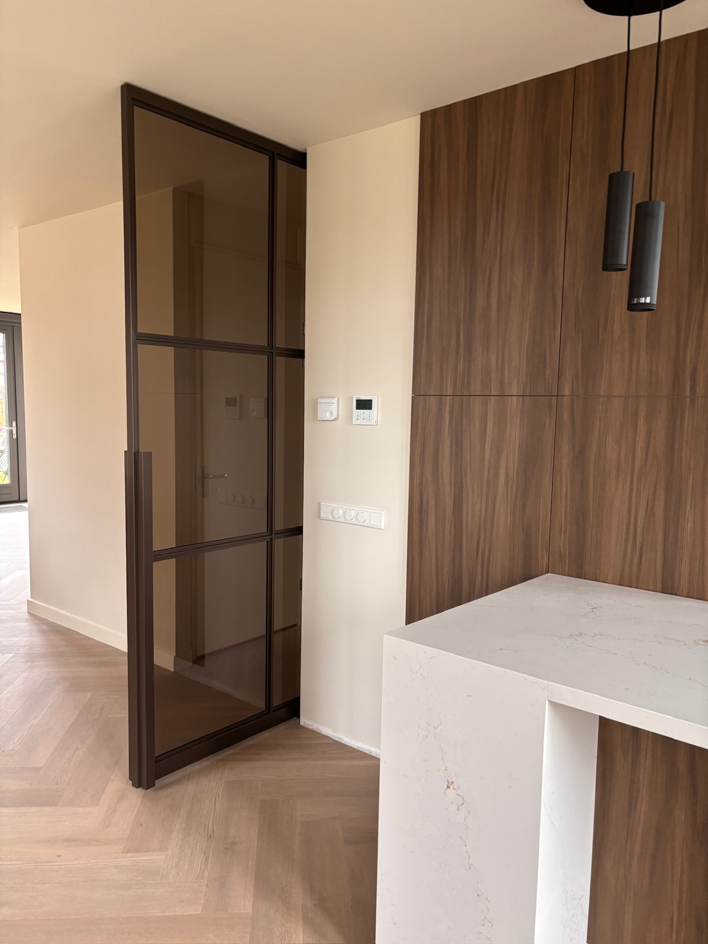 Stalen taatsdeur in bronskleur met rookglas